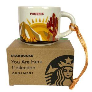 Starbucks Phoenix You Are Here Mini Ornament Mug 2 Oz Ceramic Orange Interior